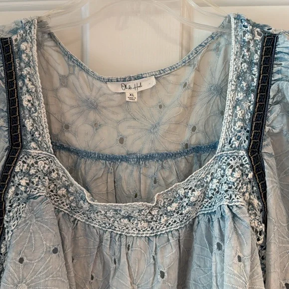 Oli & Hali Blue Washed Eyelet Laced Babydoll - Picture 5 of 6